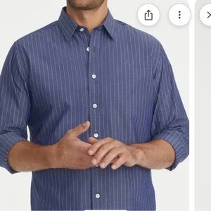 UNTUCKit.Gifford.Navy Pinstripe Casual Shirt button down.L.Wrinkle free.Slim Fit